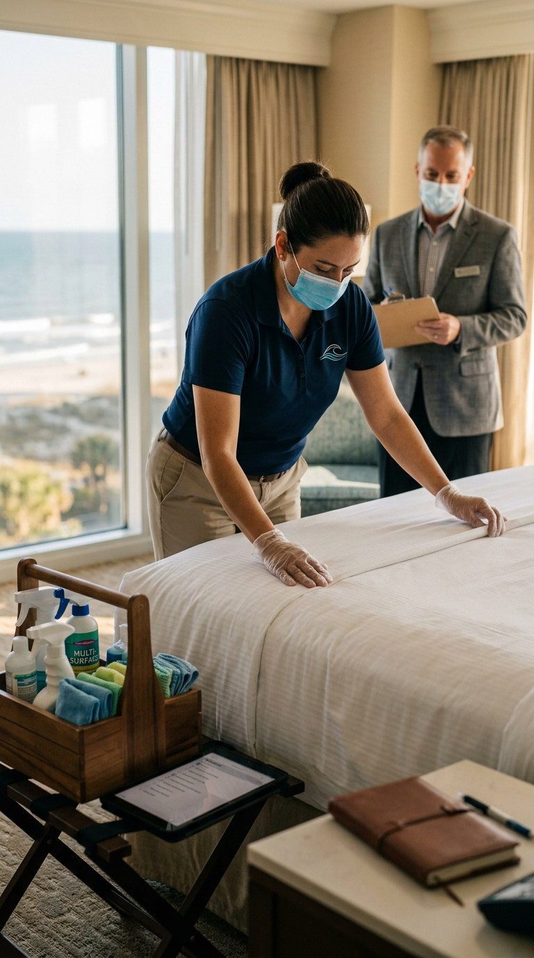Illustration of “Building a High-Performance Cleaning Team: Interviewing and Vetting Hospitality Staff for Grand Strand Rentals” — Commercial & Hospitality article cover