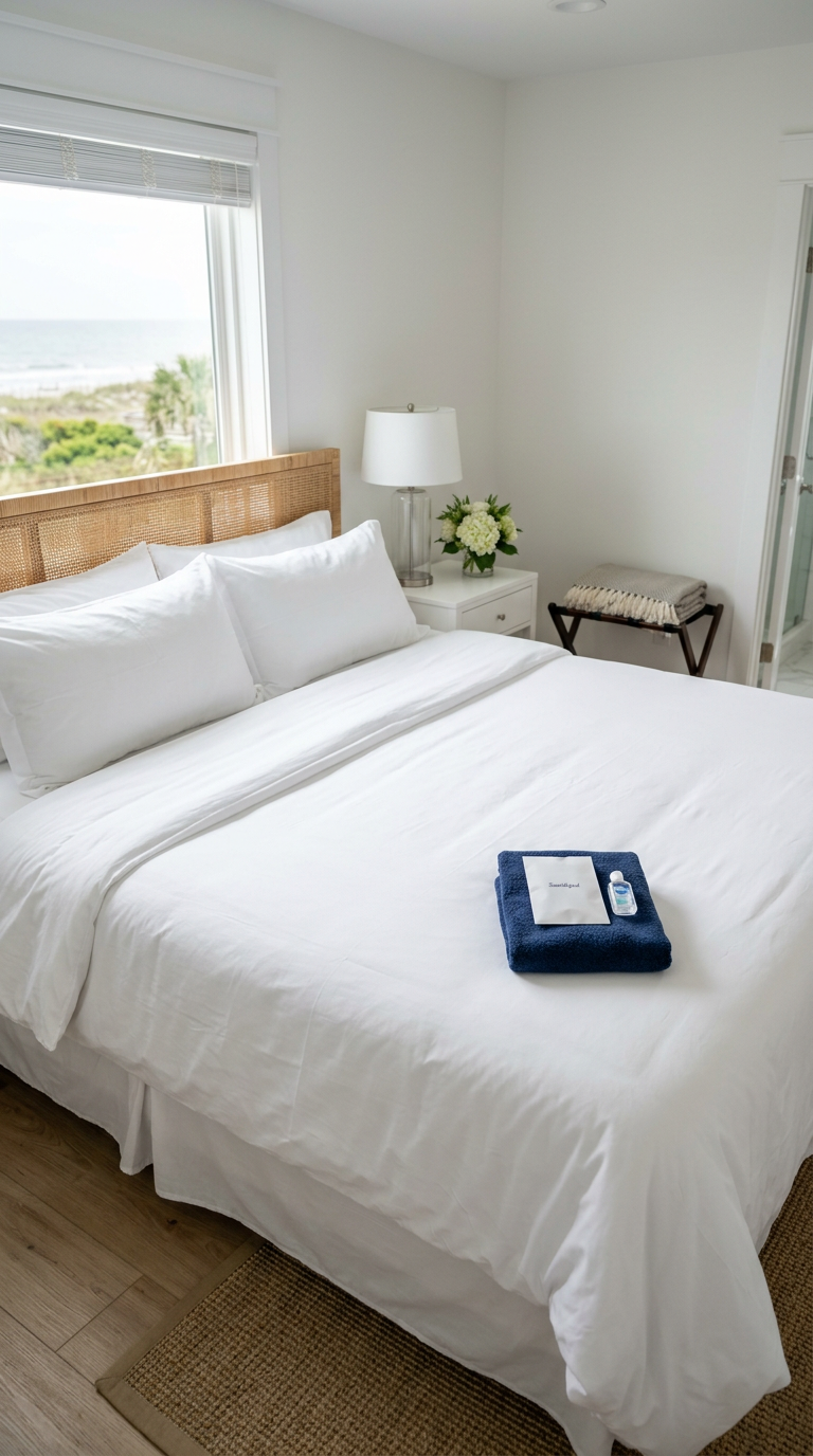 Illustration of “Implementing OSHA and ISSA Standards in Grand Strand Vacation Rentals: A Guide to Professional Hospitality Compliance” — Vacation Rentals article cover