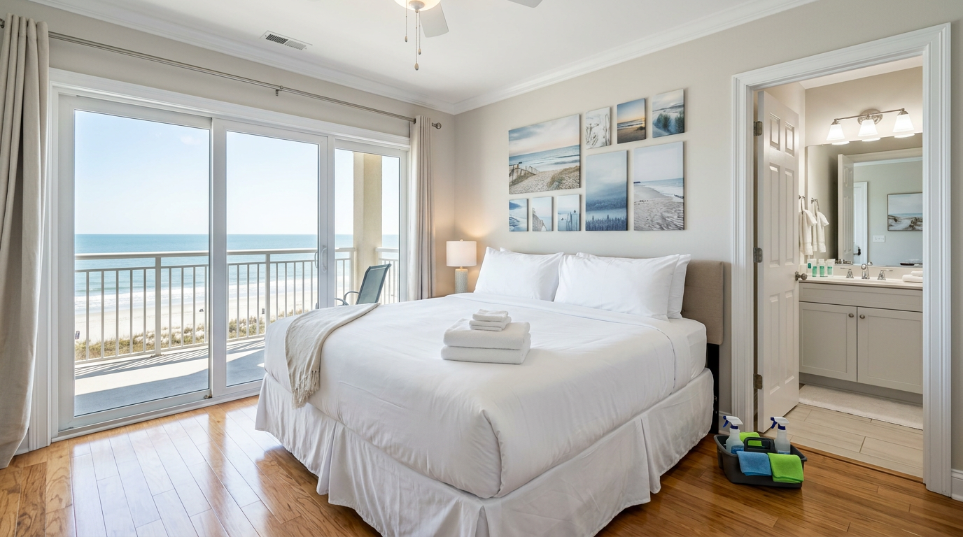 Illustration of “Operational Infrastructure for Grand Strand Rental Portfolios: Scaling Turnarounds, Stocking, and Vendor Relations” — Vacation Rentals article cover