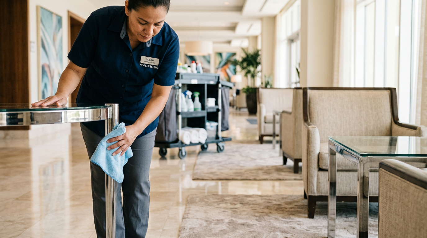 Illustration of “Professional Cleaning Careers in Myrtle Beach: What Defines a Top-Tier Hospitality Cleaner” — Commercial & Hospitality article cover