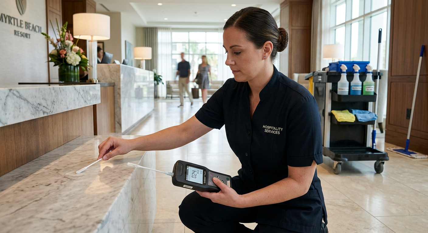 Illustration of “The ATP Bioluminescence Testing Standard for Coastal Commercial Facilities: Quantitative Disinfection Validation, National Hygiene Benchmarks, and Crew Training Protocols in Myrtle Beach” — Commercial & Hospitality article cover