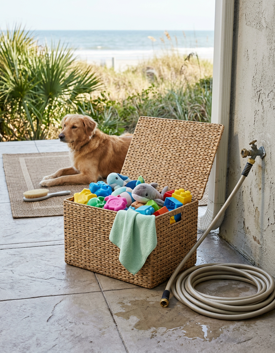 Illustration of “The Coastal Kids' Toy Bin and Beach-to-Playroom Asset Decontamination Protocol: Mitigating Humid Saliva Biofilms, Pet-Dander Adhesion, and Sand-Friction Scratches in Grand Strand Homes” — Coastal Living article cover