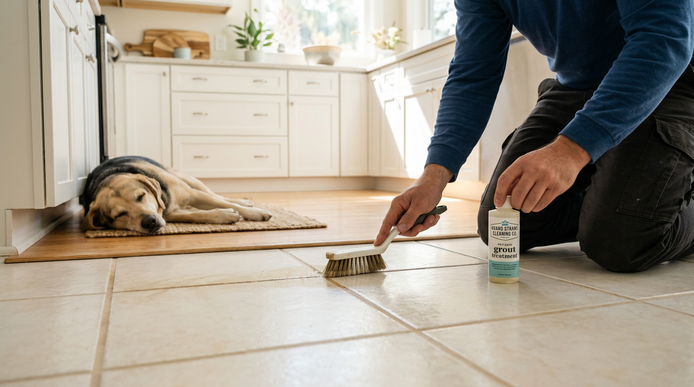 Illustration of “The Cost of Clean Grout: DIY Pitfalls, Professional Extraction, and Product Safety for Grand Strand Tile Floors” — Home Cleaning article cover