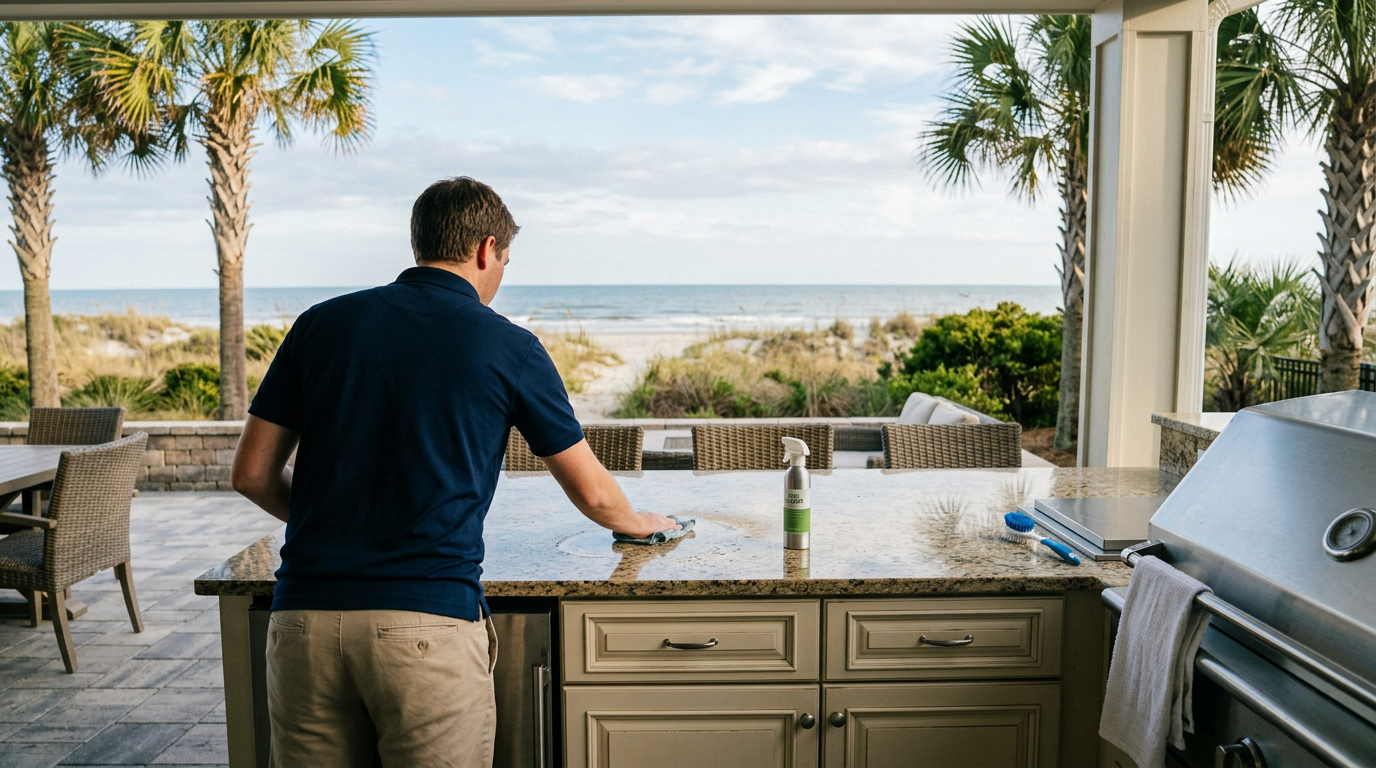 Illustration of “The Cost of Coastal Kitchen Deep Cleans: Managing Salt-Grease Film, Cabinet Preservation, and Safe Chemistry in Grand Strand Homes” — Coastal Living article cover
