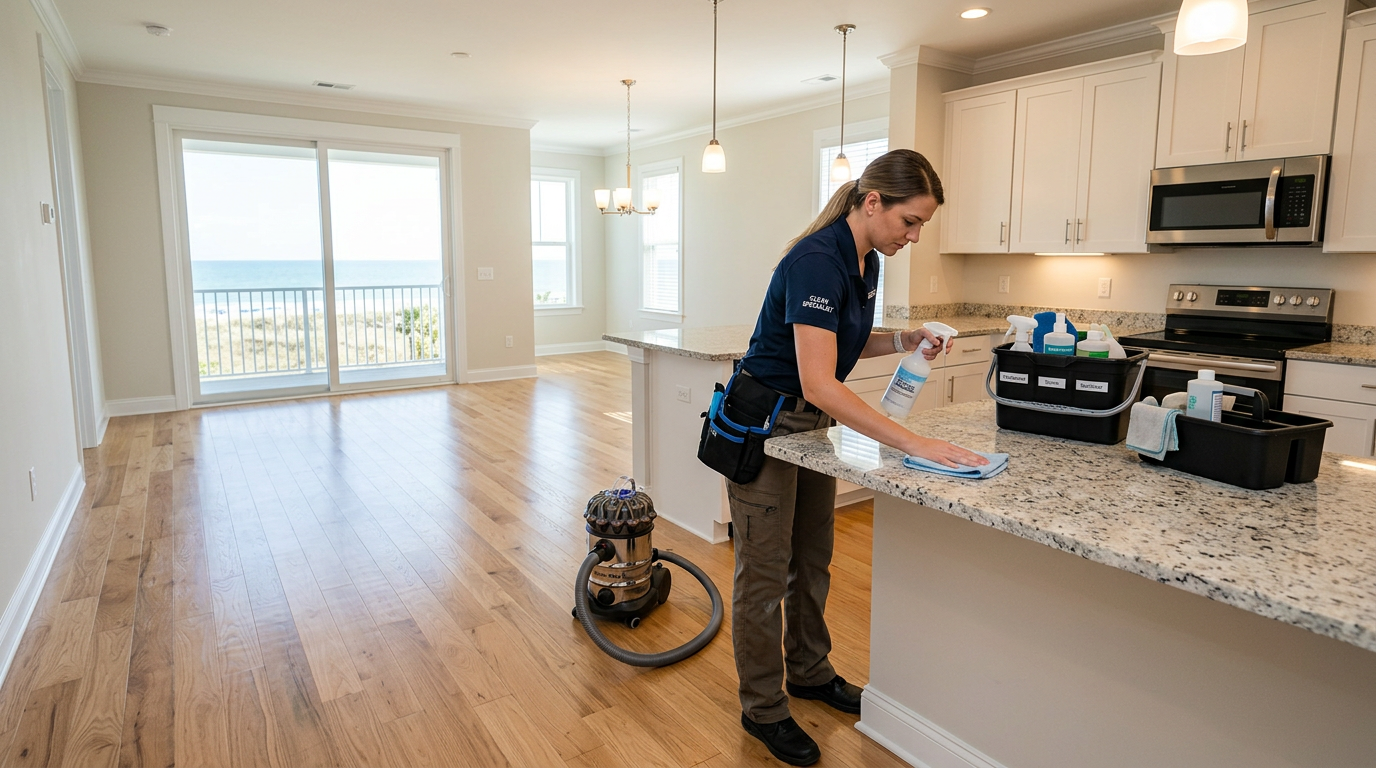 Illustration of “The Grand Strand Move-In/Move-Out Cleaning Specialist Career Pathway: Substrate-Specific Certifications, Practical Audits, and High-Retention Compensation Models” — Home Cleaning article cover