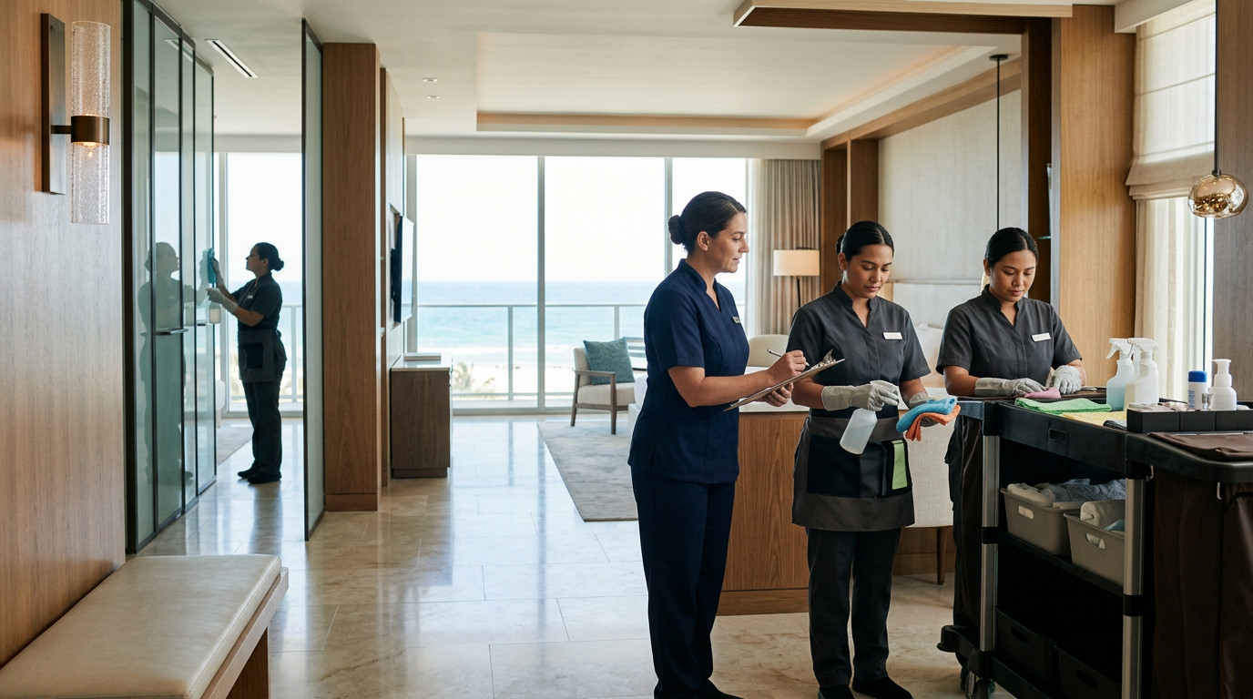 Illustration of “The Professional Cleaning Crew Hiring and Onboarding Standard: Structuring Practical Skill Audits, Localized Compensation Scales, and Interview Matrices for Grand Strand Teams” — Commercial & Hospitality article cover