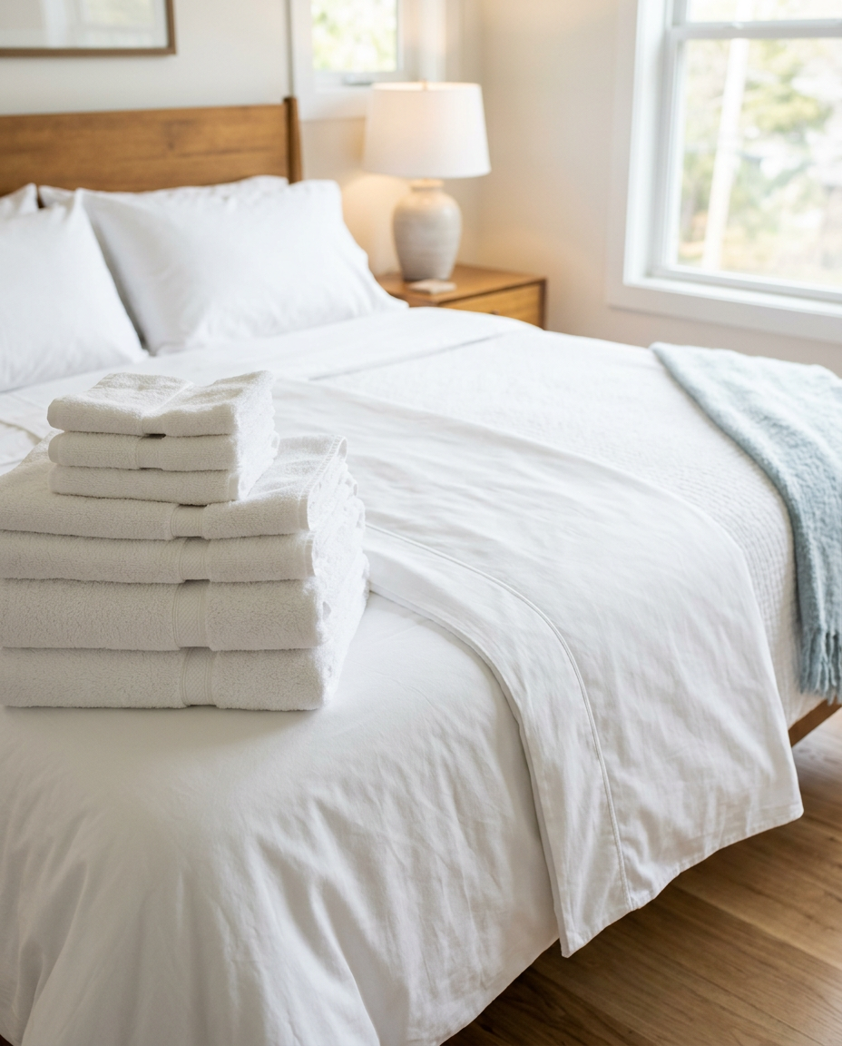 Illustration of “The Real Cost of Managing Rental Linens: DIY In-Unit Laundering vs. Grand Strand Linen Services” — Linens & Laundry article cover