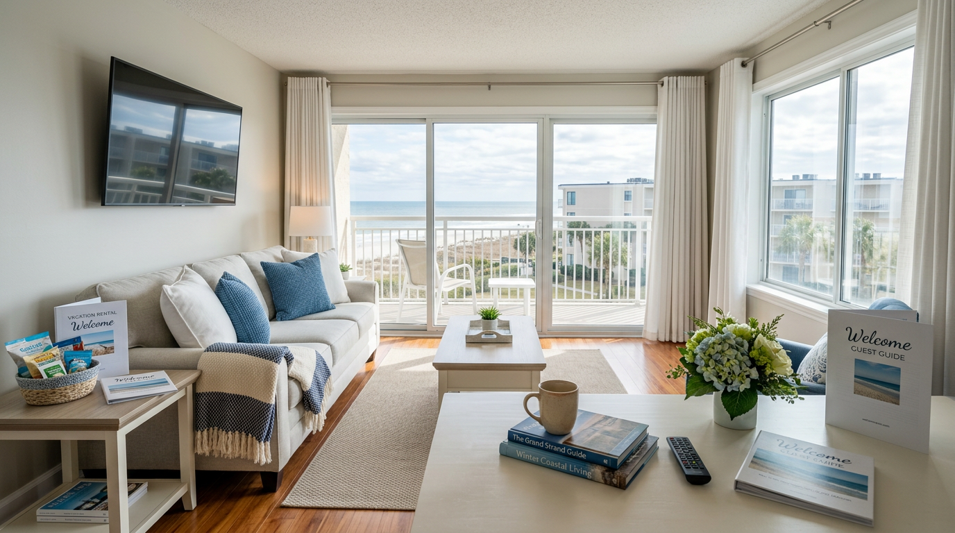 Illustration of “The Snowbird Transition: Preparing Your Grand Strand Rental for Monthly Winter Guests” — Vacation Rentals article cover
