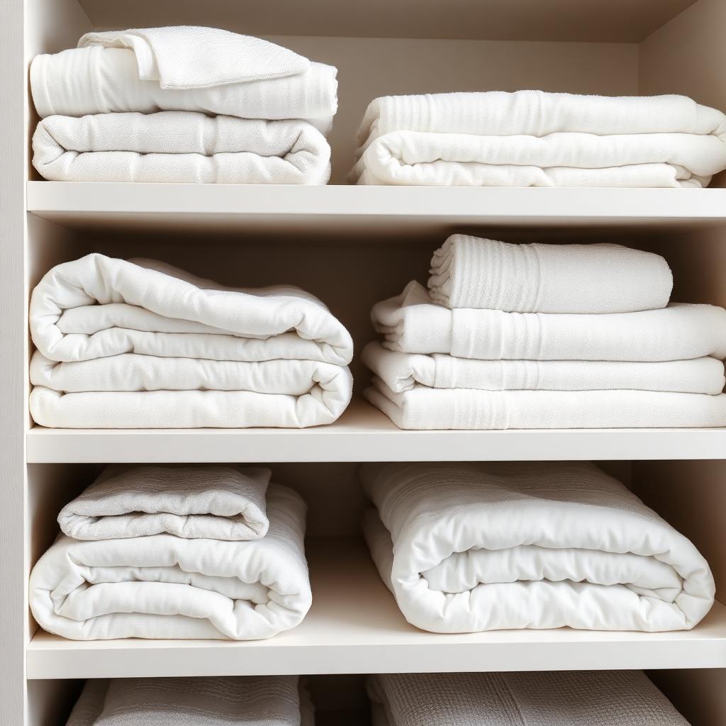 Neatly folded stacks of bright white hotel-grade towels and linens — cover image for the article “The True Cost of Running Your Own Linen Program (and When to Stop)”